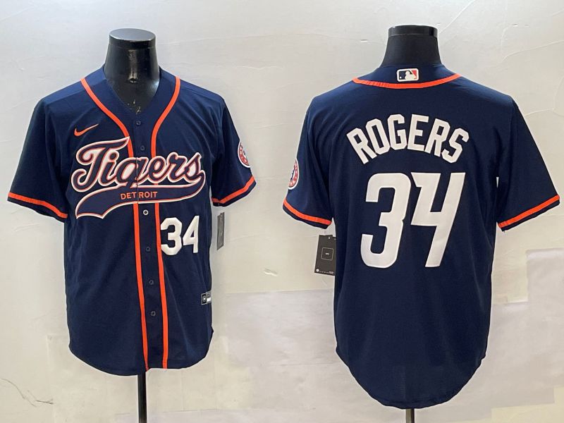 Men Detroit Tigers #34 Rogers Drak Blue Joint Name Game 2025 Nike MLB Jersey style 4->boston red sox->MLB Jersey